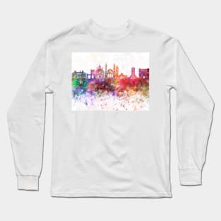 Algiers skyline in watercolor background Long Sleeve T-Shirt